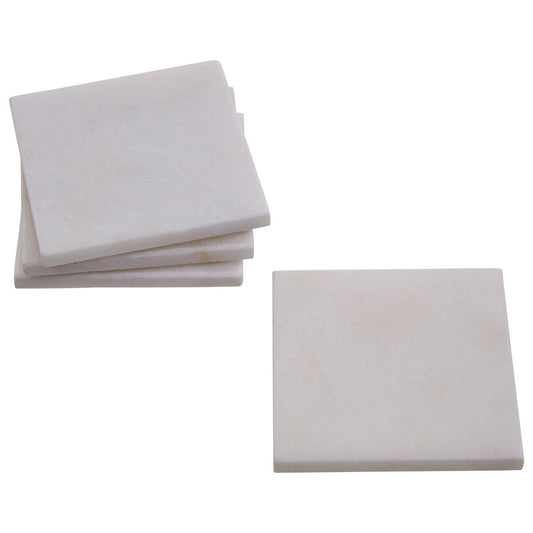 Set of Four White Marble Square Coasters | Kindia