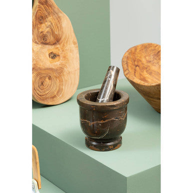 Black and Gold Marble Mortar and Pestle | Marmore