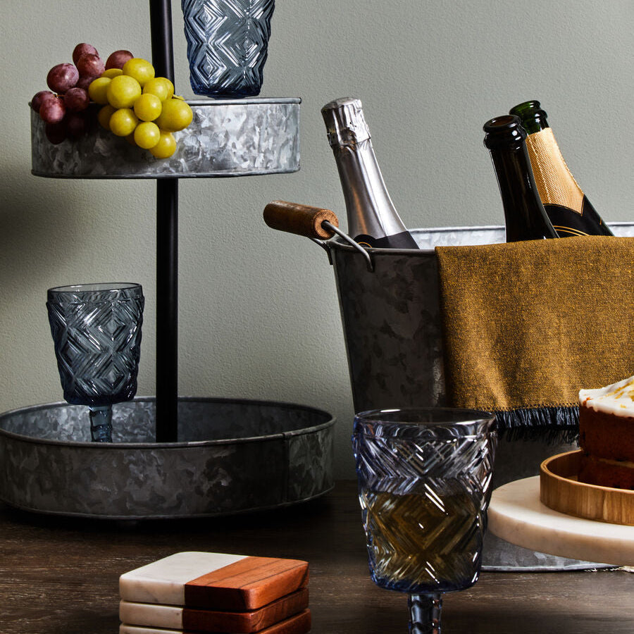Set of Four Marble and Acacia Wood Coasters | Monzaro