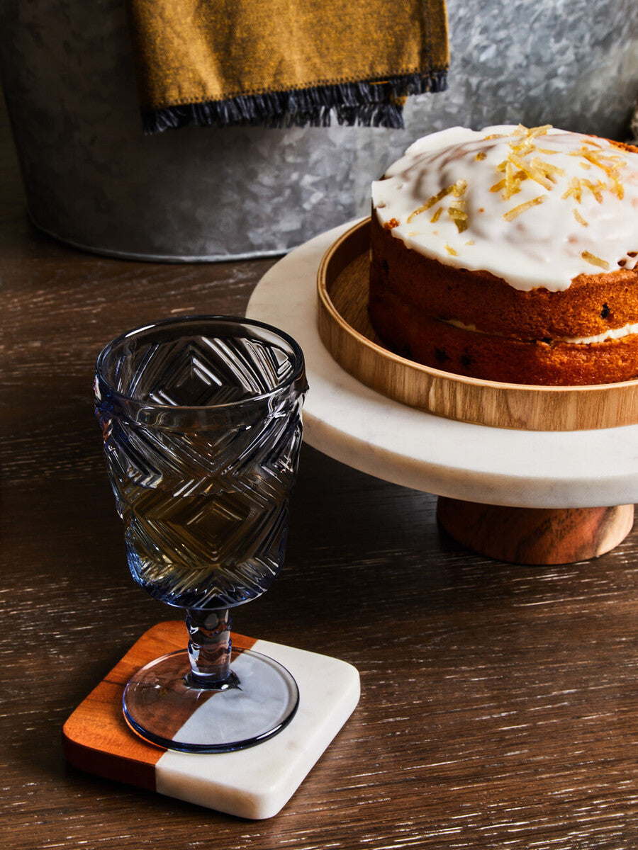 Set of Four Marble and Acacia Wood Coasters | Monzaro