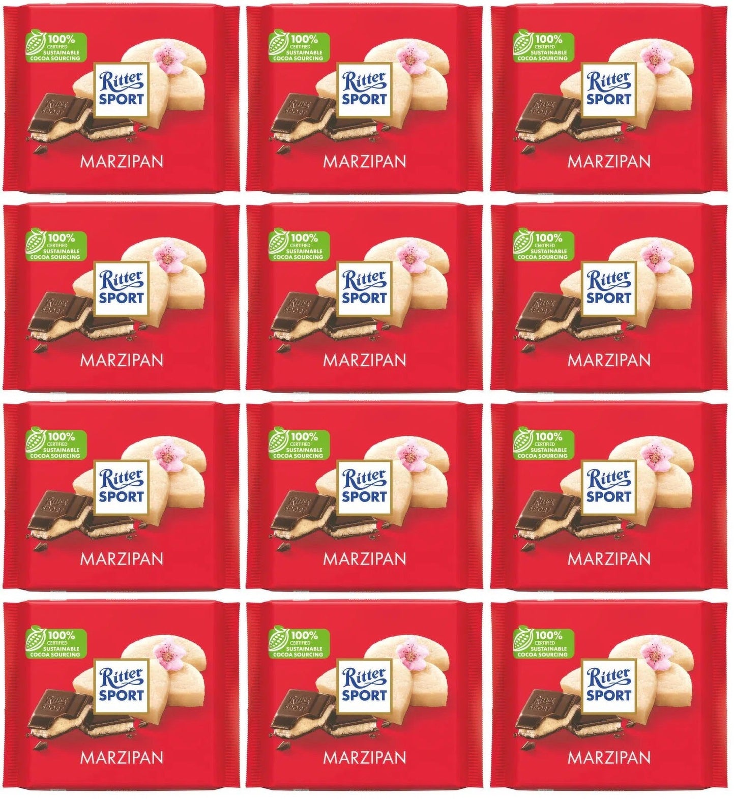 12 x Ritter Sport Colourful Variety Marzipan 100G