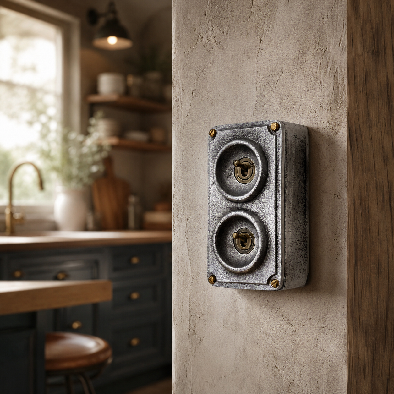 Double 2 Gang Cast Metal Toggle Light Switch | Industrial 2 Way