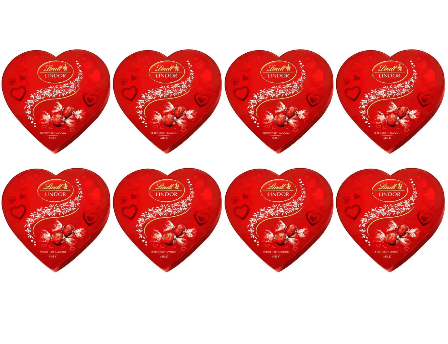 8 x Lindt Lindor Milk Chocolate Truffles Heart Gift Box 200G
