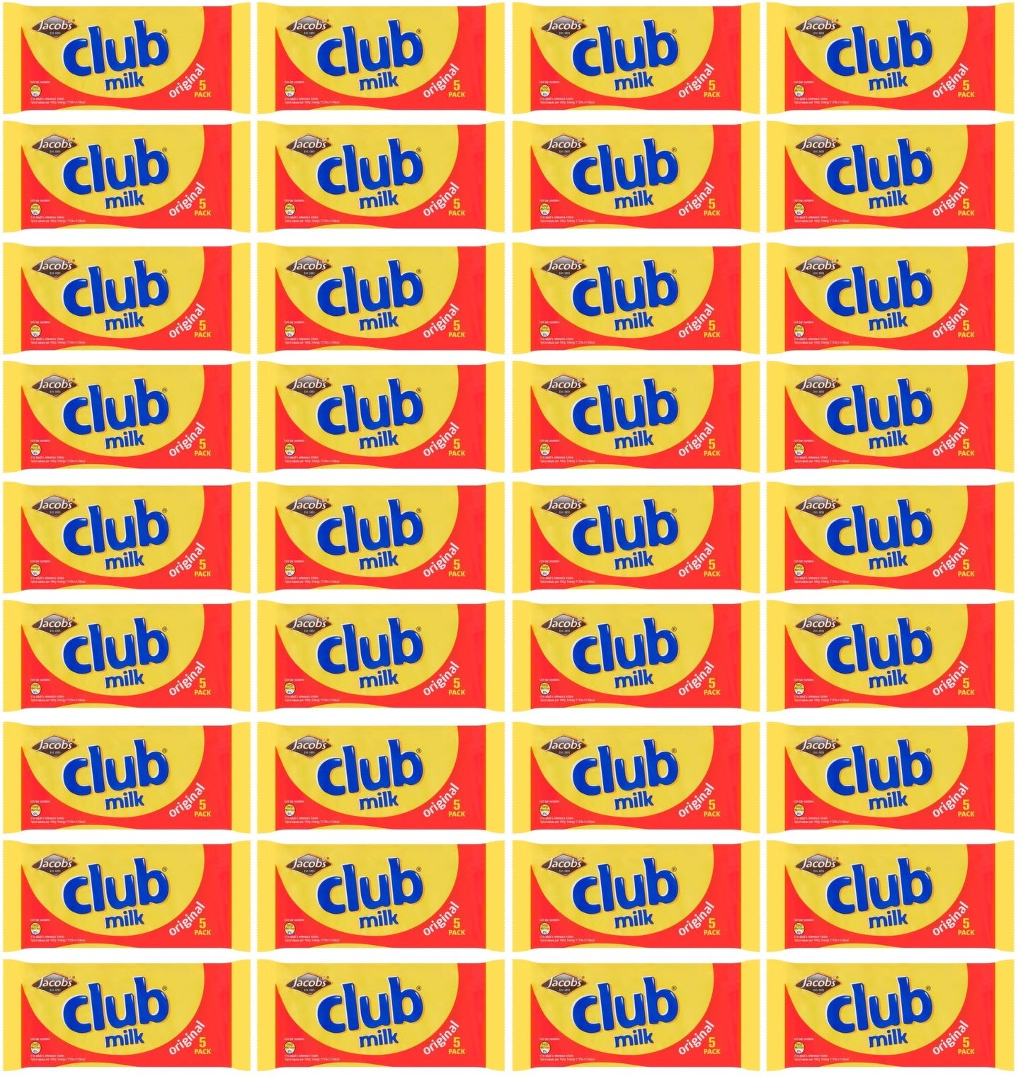 36 x Jacob's Club Milk Original 5 X 22G (110G)