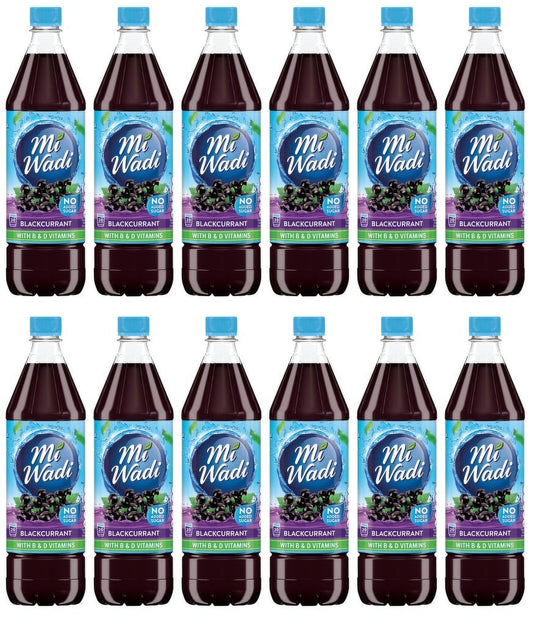 12 x Mi Wadi Blackcurrant NAS With B & D Vitamins 1L