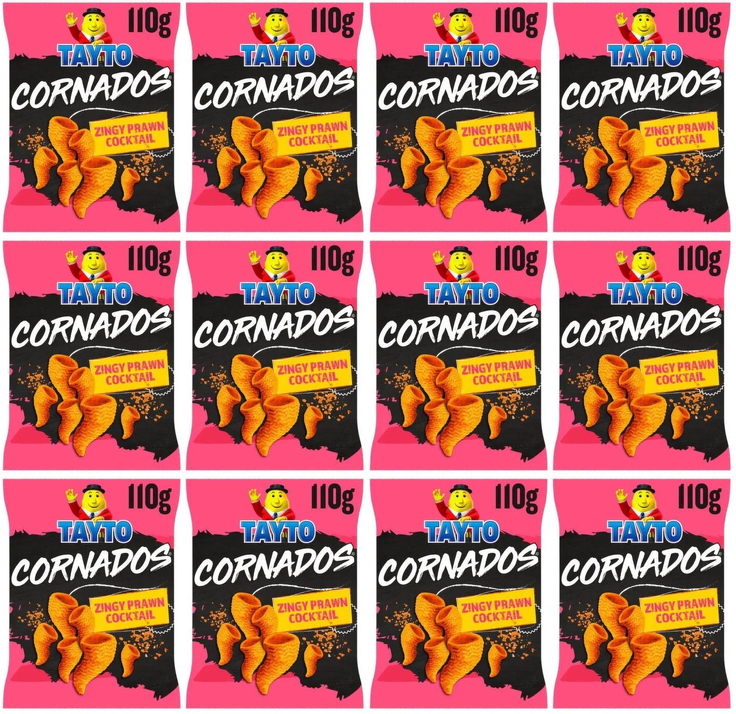 12 x Tayto Cornados Zingy Prawn Cocktail Flavour 110G