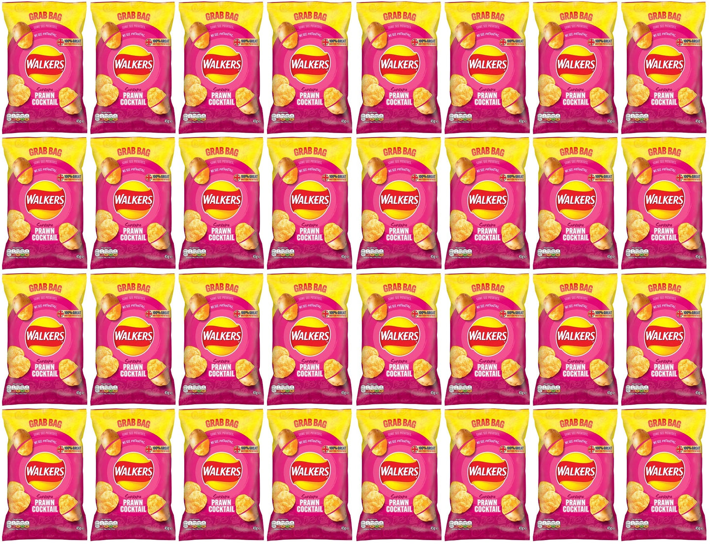 32 x Walkers Prawn Cocktail Crisps 45G