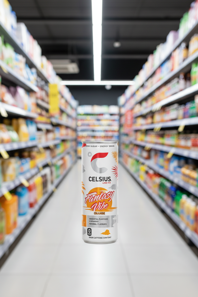 12 x Celsius Zero Sugar Fantasy Vibe Orange Energy Drink 355Ml
