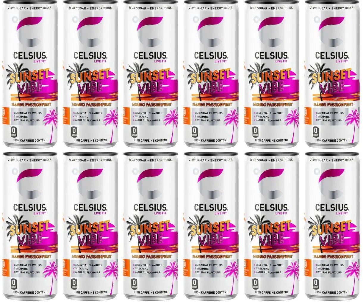 12 x Celsius Sunset Vibe Energy Drink 355Ml