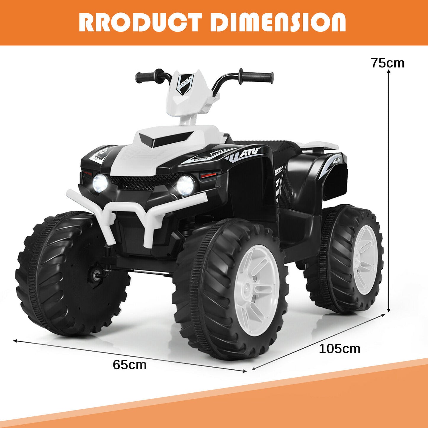 12v Electric Kids Ride On ATV / Quad Bike-Black