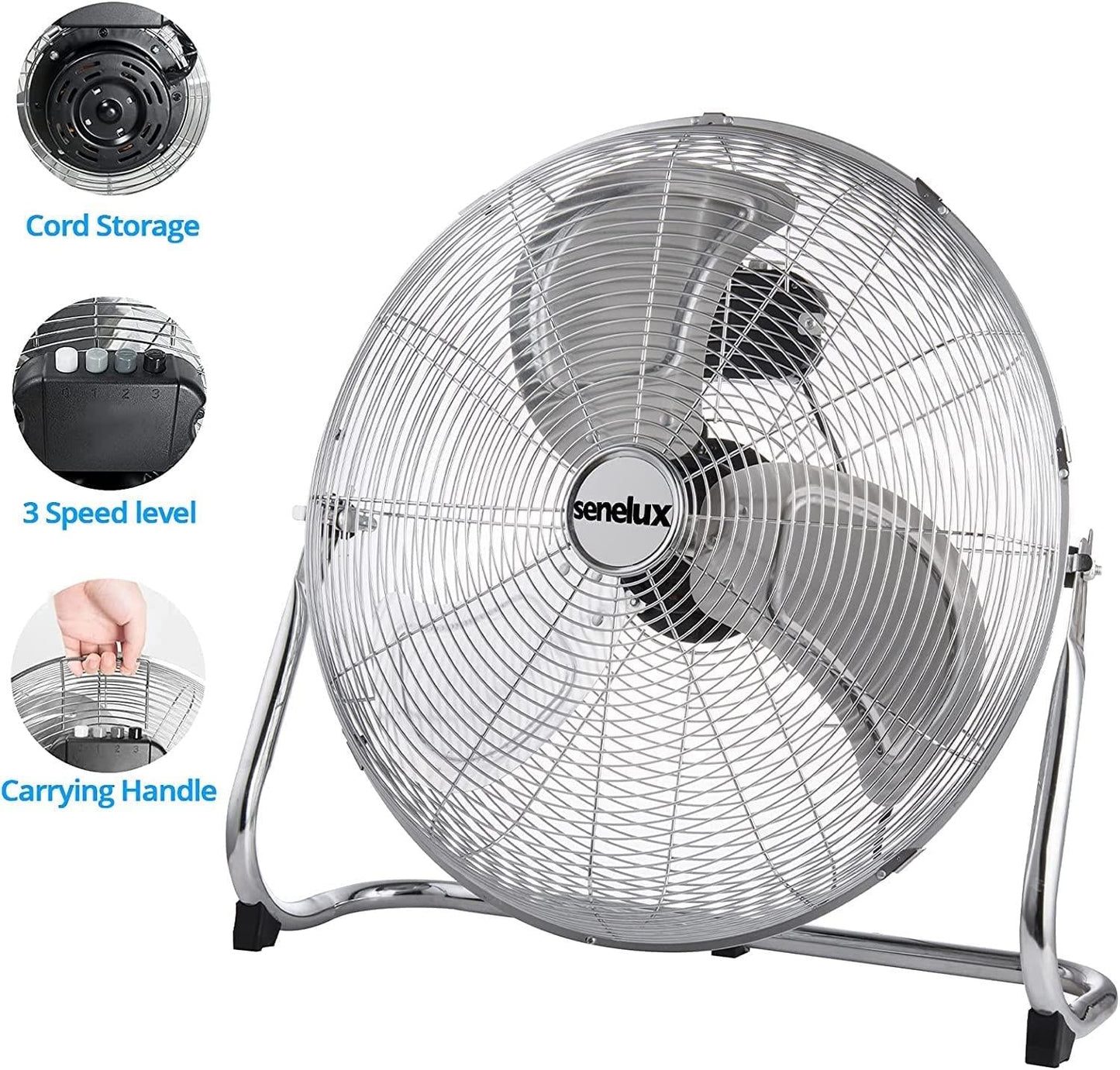 Chrome Floor Fan for Homes, Gyms, Bedrooms & Kitchens