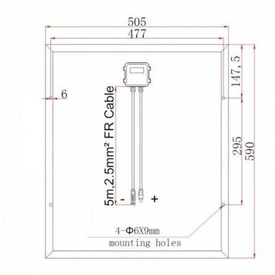 100W (50W+50W) solar panels with 2 x 5m cable