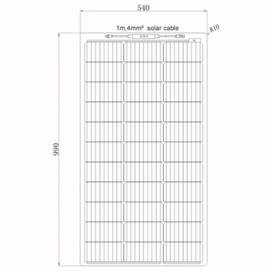 100W SEMI-FLEXIBLE FIBREGLASS SOLAR PANEL WITH DURABLE ETFE COATING