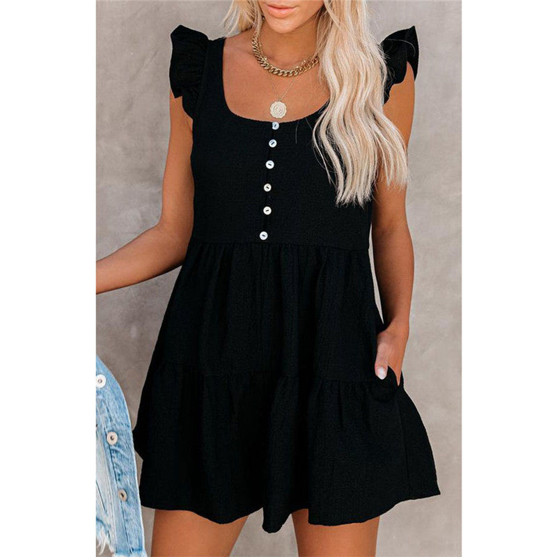 Solid Color Short Sleeve Backless Jumpsuit