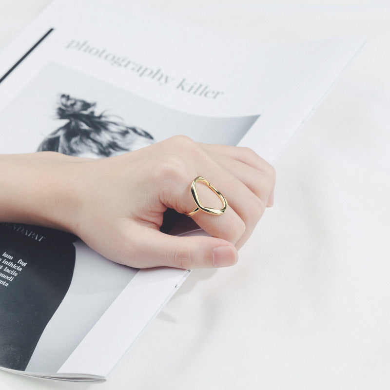 Irregular simple brass silver plated ring