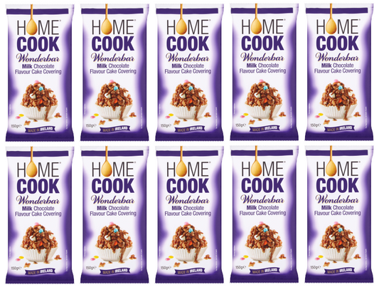 10 x Homecook Wonderbar Milk Chocolate Flavour Cake Covering 150G