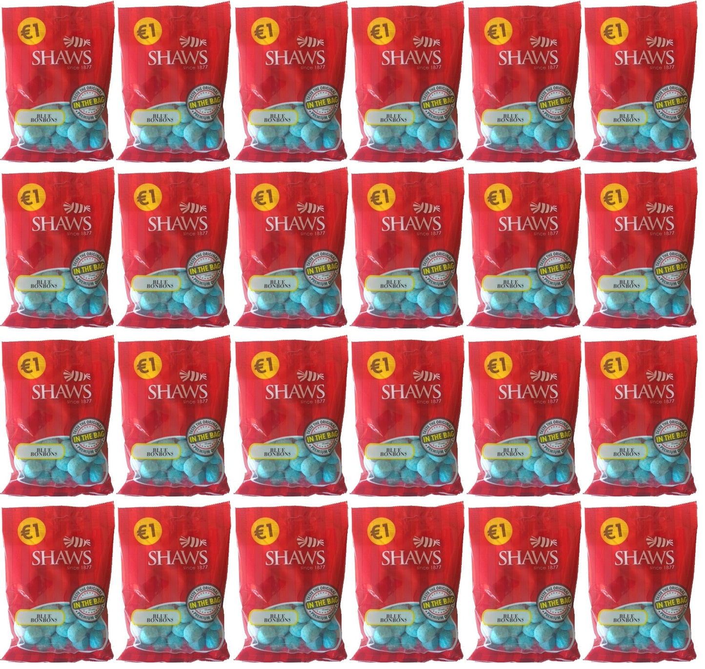 24 x Shaws Blue Bonbons 100Gm
