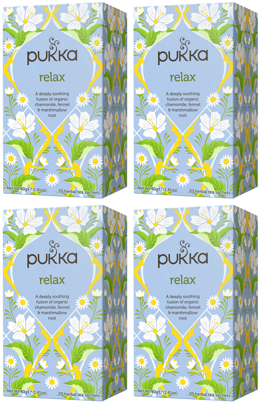 4 x Pukka Organic Relax Herbal Tea With Chamomile 20 S