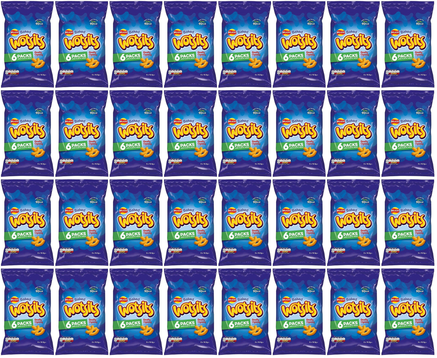 32 x Walkers Wotsits Really Cheesy Multipack Snacks Crisps 6X16.5G