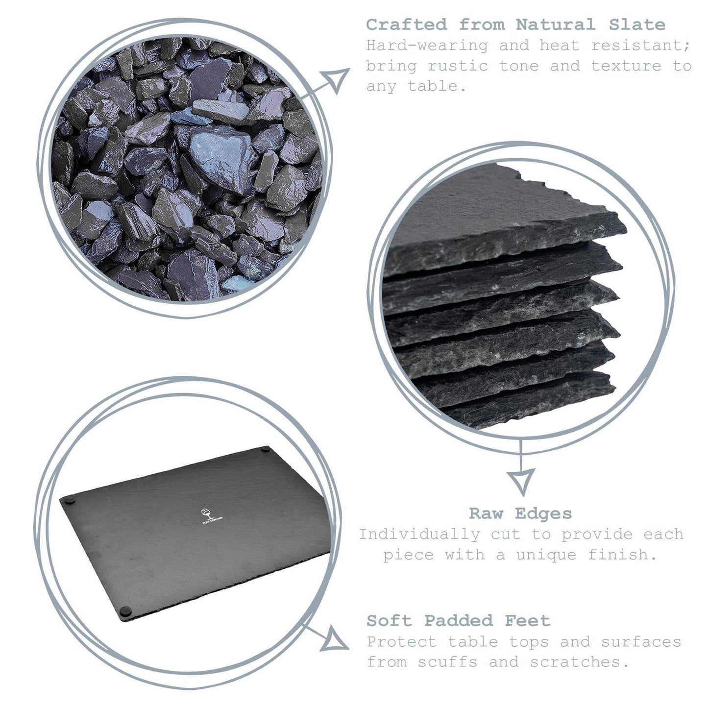13pc Black Rectangle Slate Placemats Set