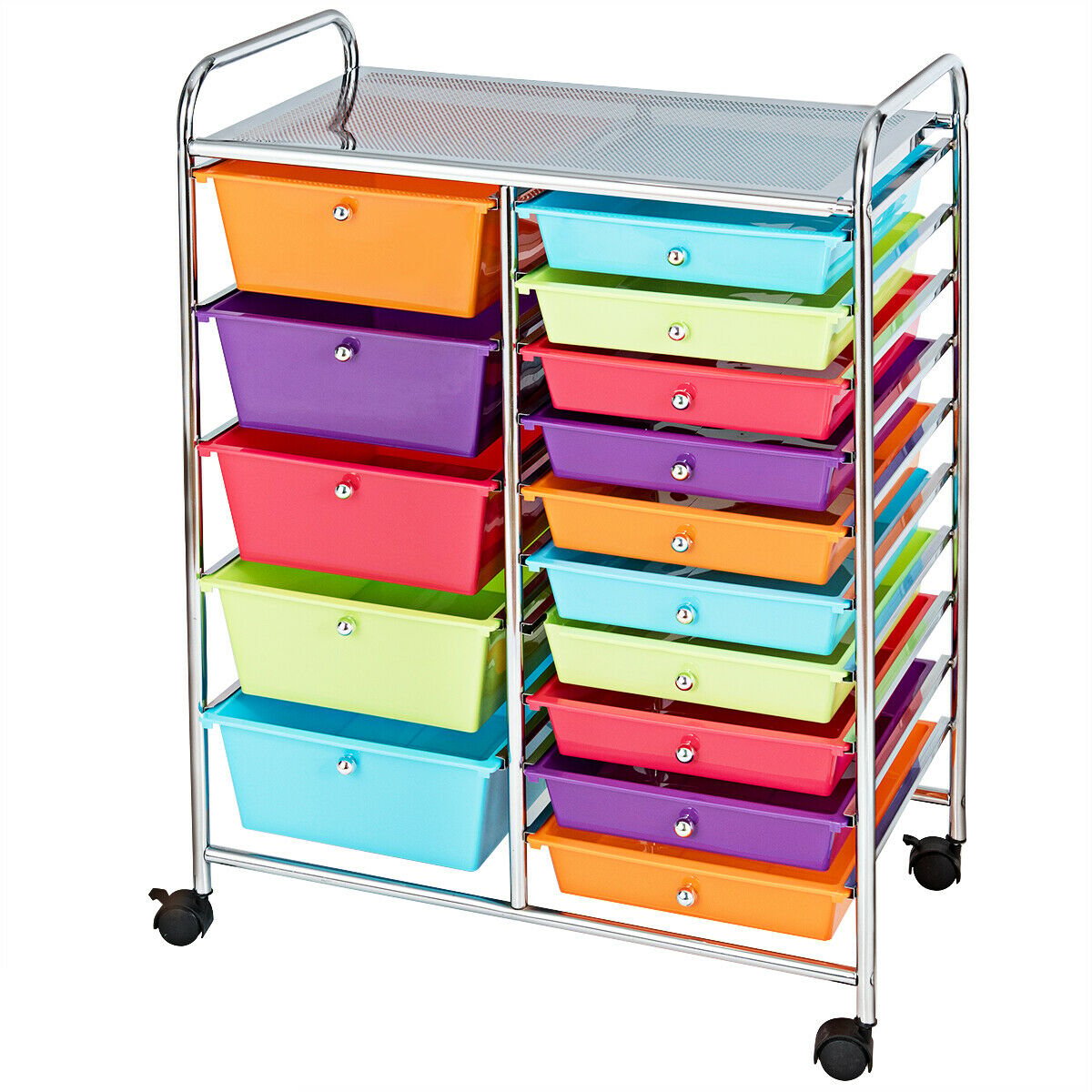 15 Drawer Rolling Storage Cart with 4 Wheels for Beauty Salon-Black