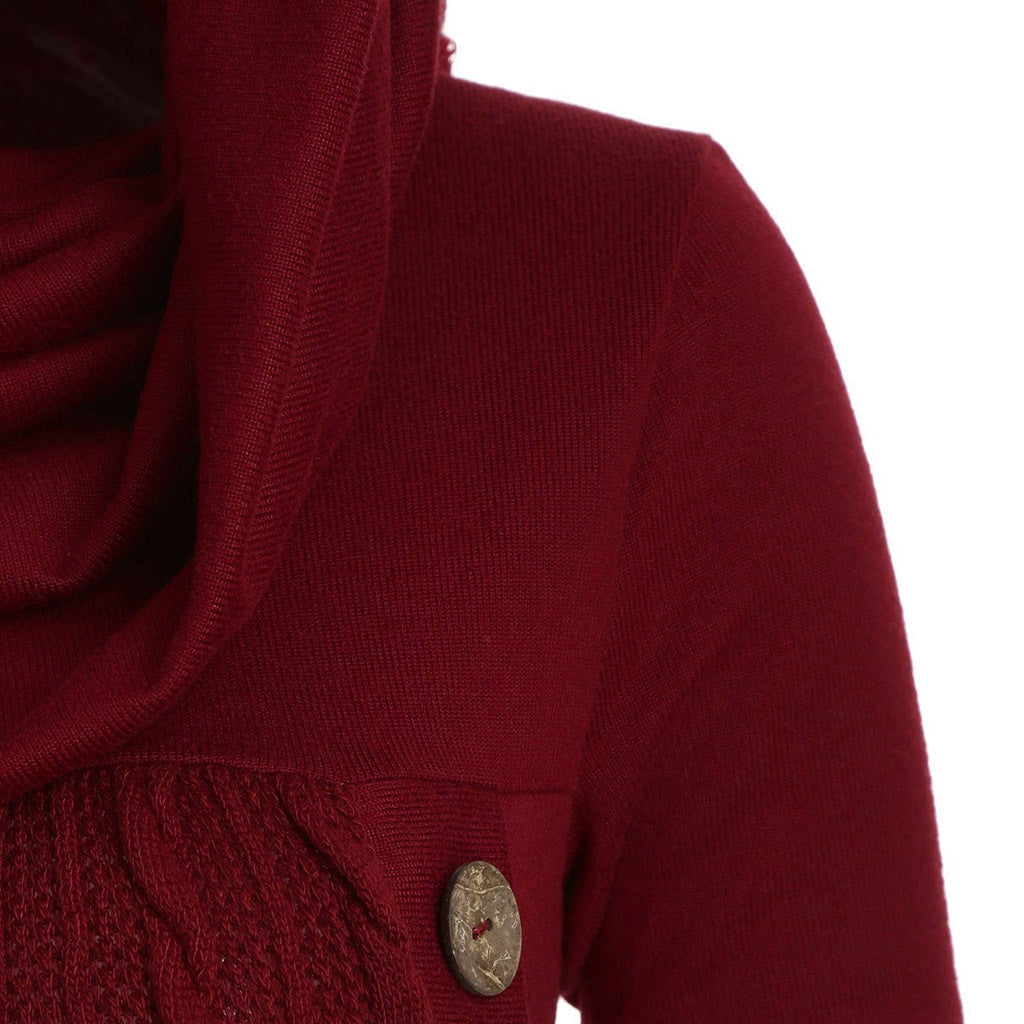 Pile pile collar hooded sweater