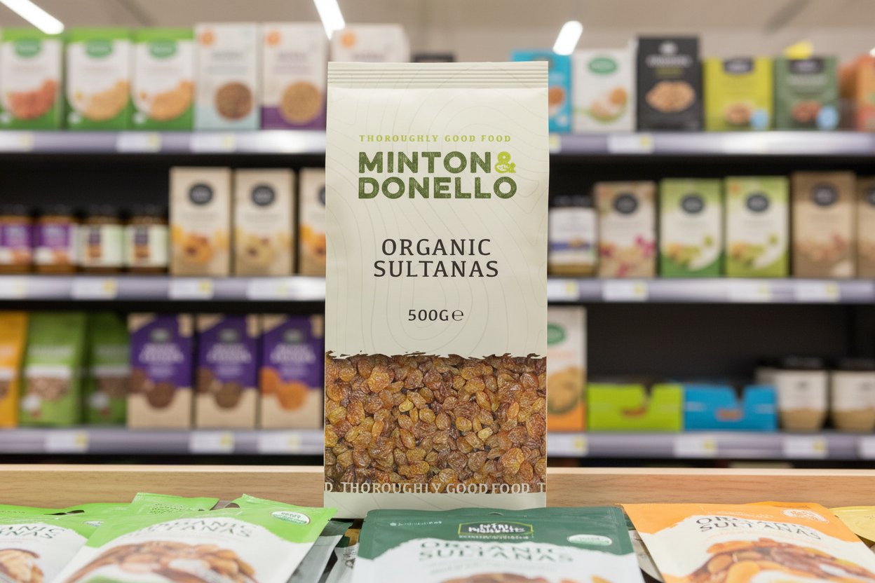 6 x Minton & Donello Organic Sultanas - 500g