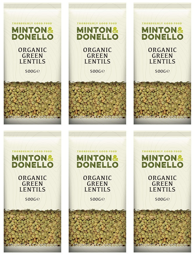 6 x Minton & Donello Organic Green Lentils - 500g