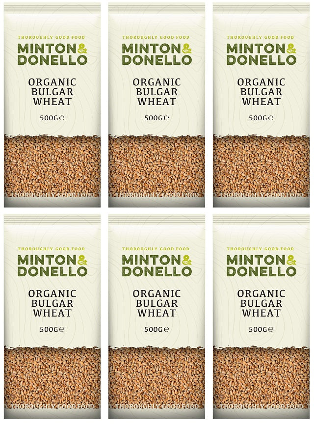 6 x Minton & Donello Organic Bulgar Cracked Wheat Coars - 500g