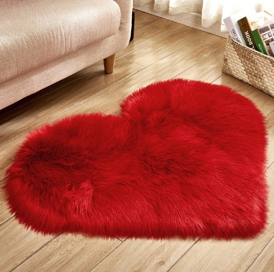 Heart Shaped Fluffy Rug - Non-Slip Plush Living Room Carpet Decor