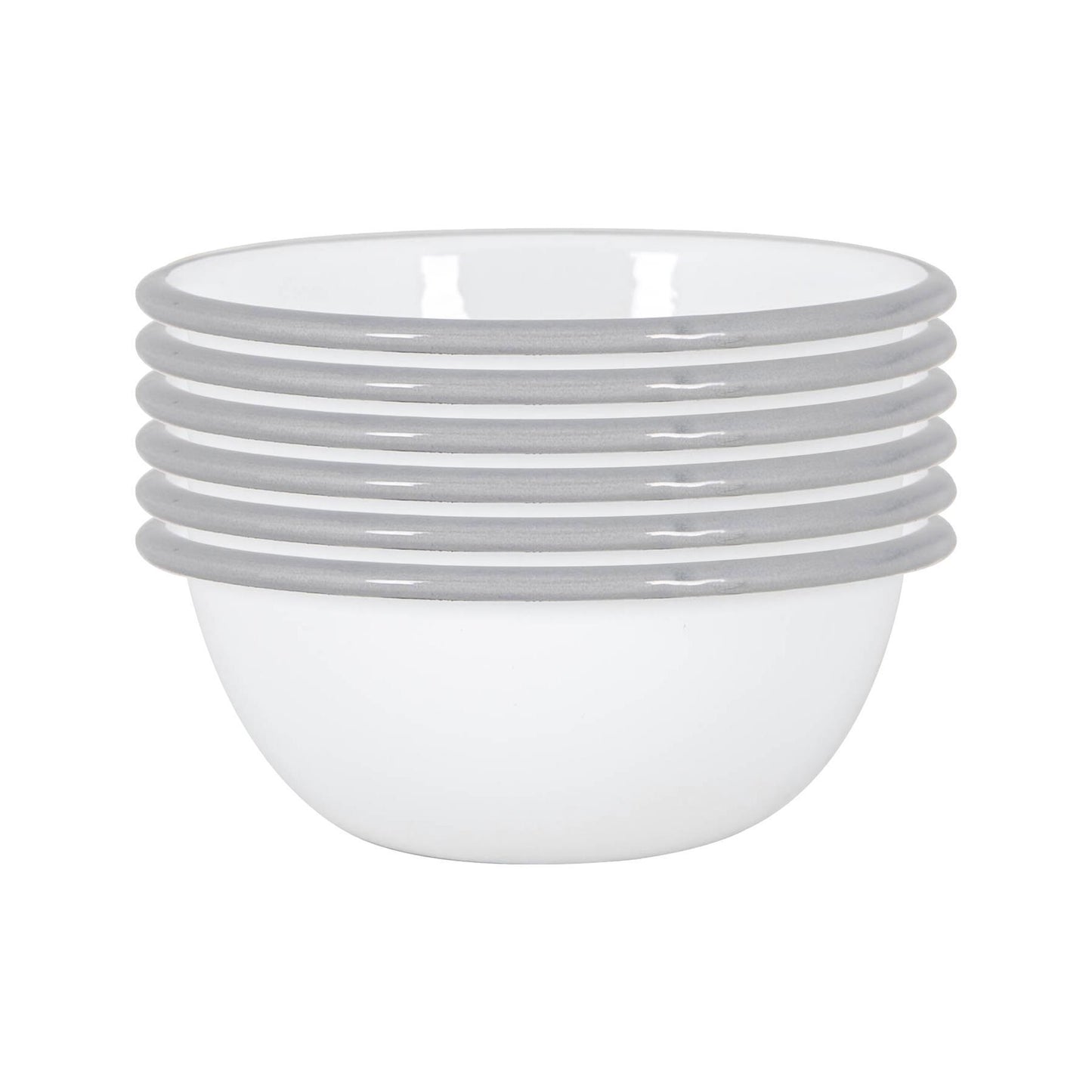 16cm White Enamel Bowls - Pack of Six