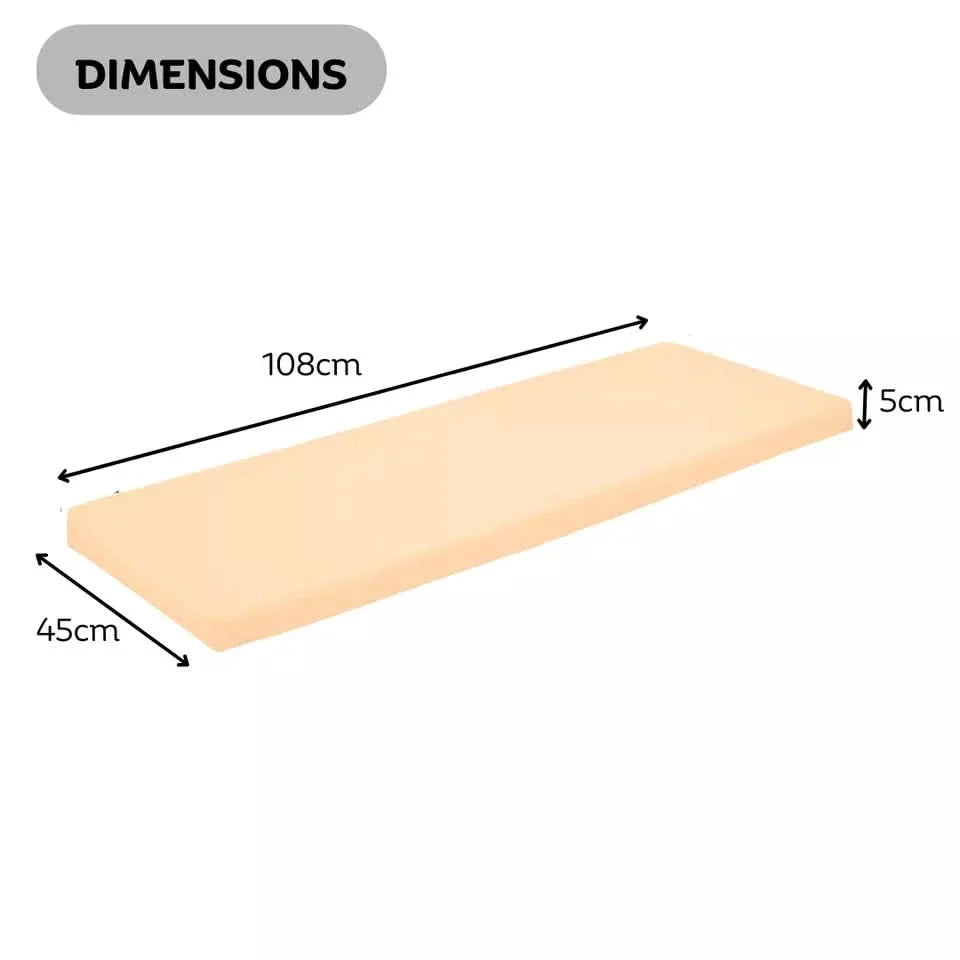 Cream Waterproof Garden Bench Cushion Outdoor Seat Pad 108cm