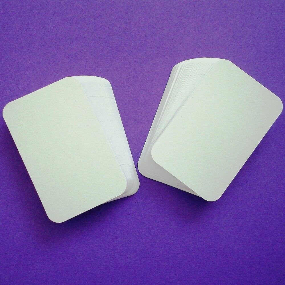 1000 - White ROUNDED Blank Business Cards 250gsm, Stamp, Print, Smooth Card