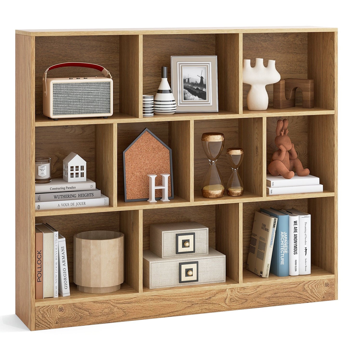 10-Cube Bookshelf Freestanding Storage Organizer with 2 Anti-Tipping Kits-Black