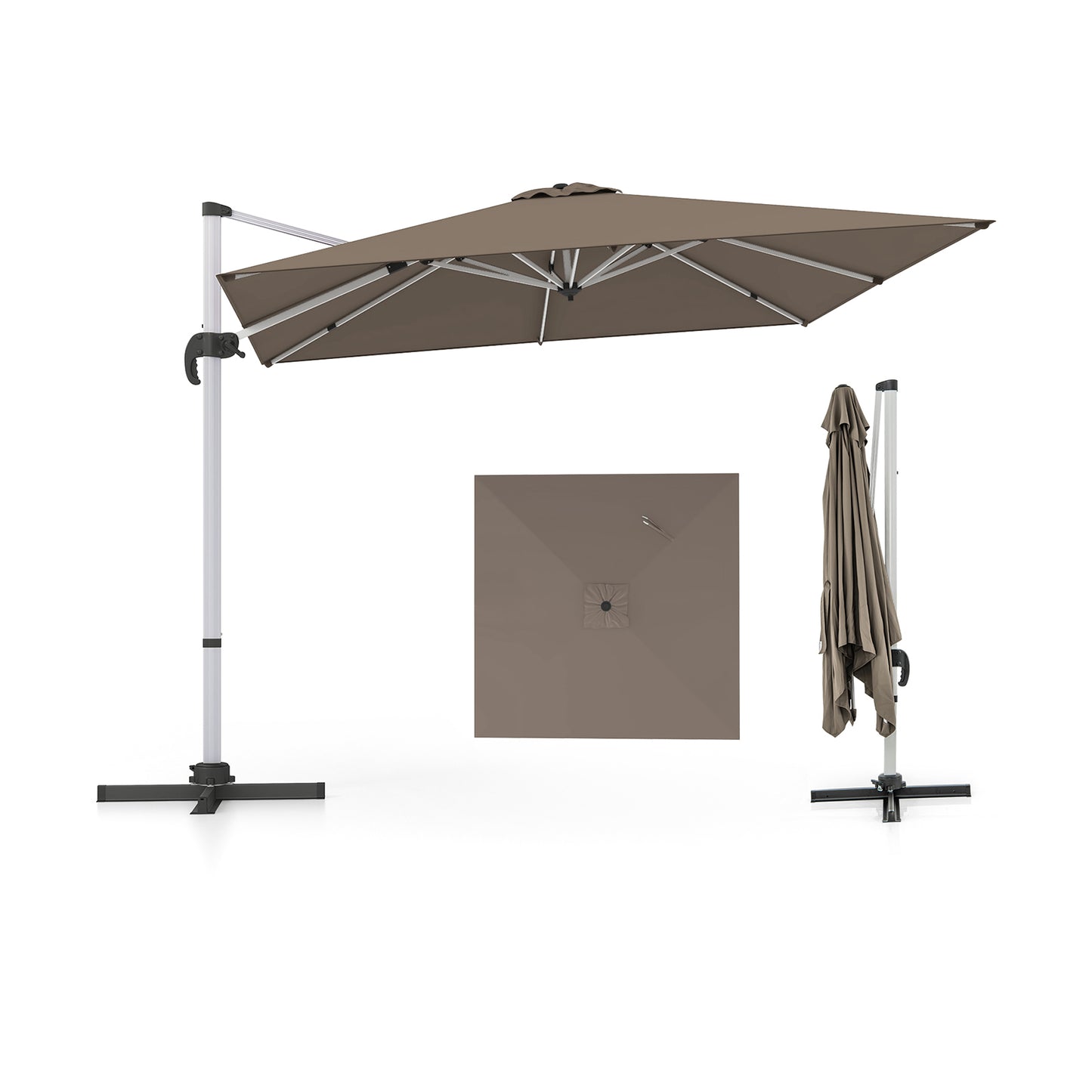 300cm Patio Cantilever Umbrella with 360° Rotation and Adjustable Tilt-Beige
