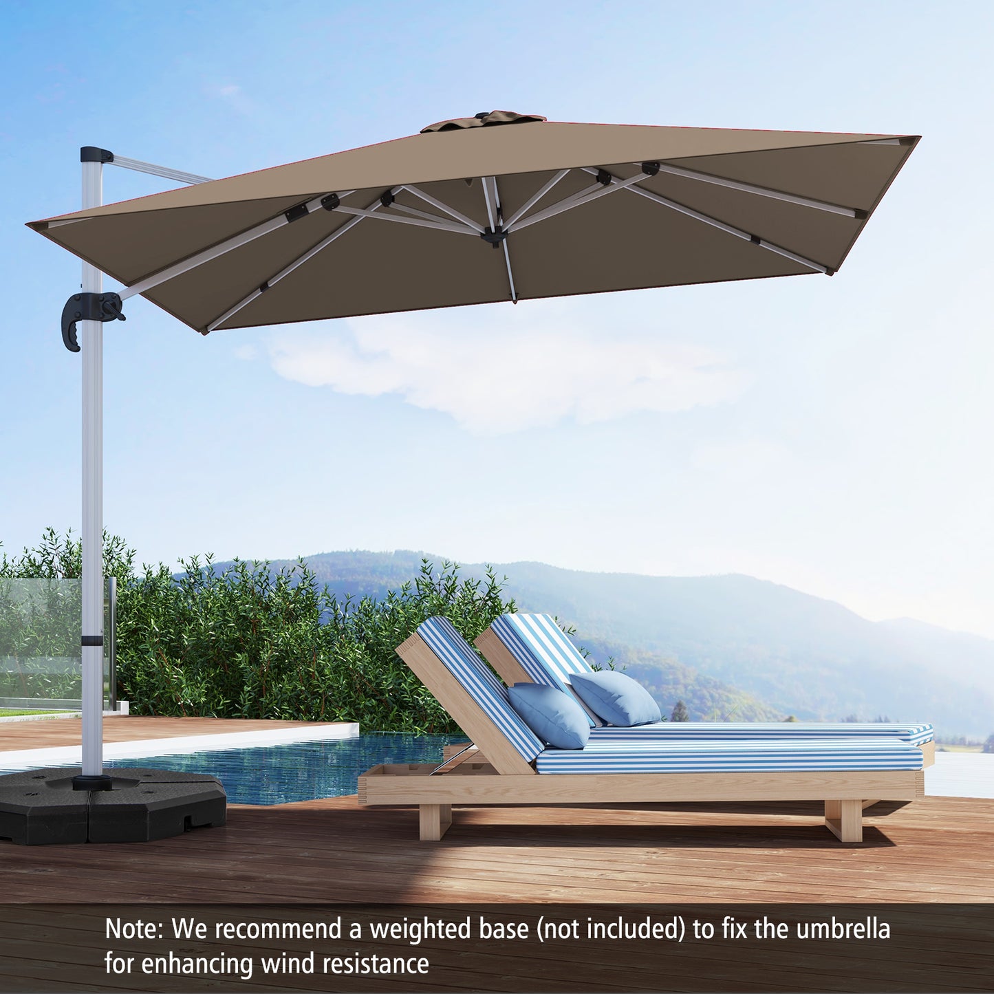 300cm Patio Cantilever Umbrella with 360° Rotation and Adjustable Tilt-Beige