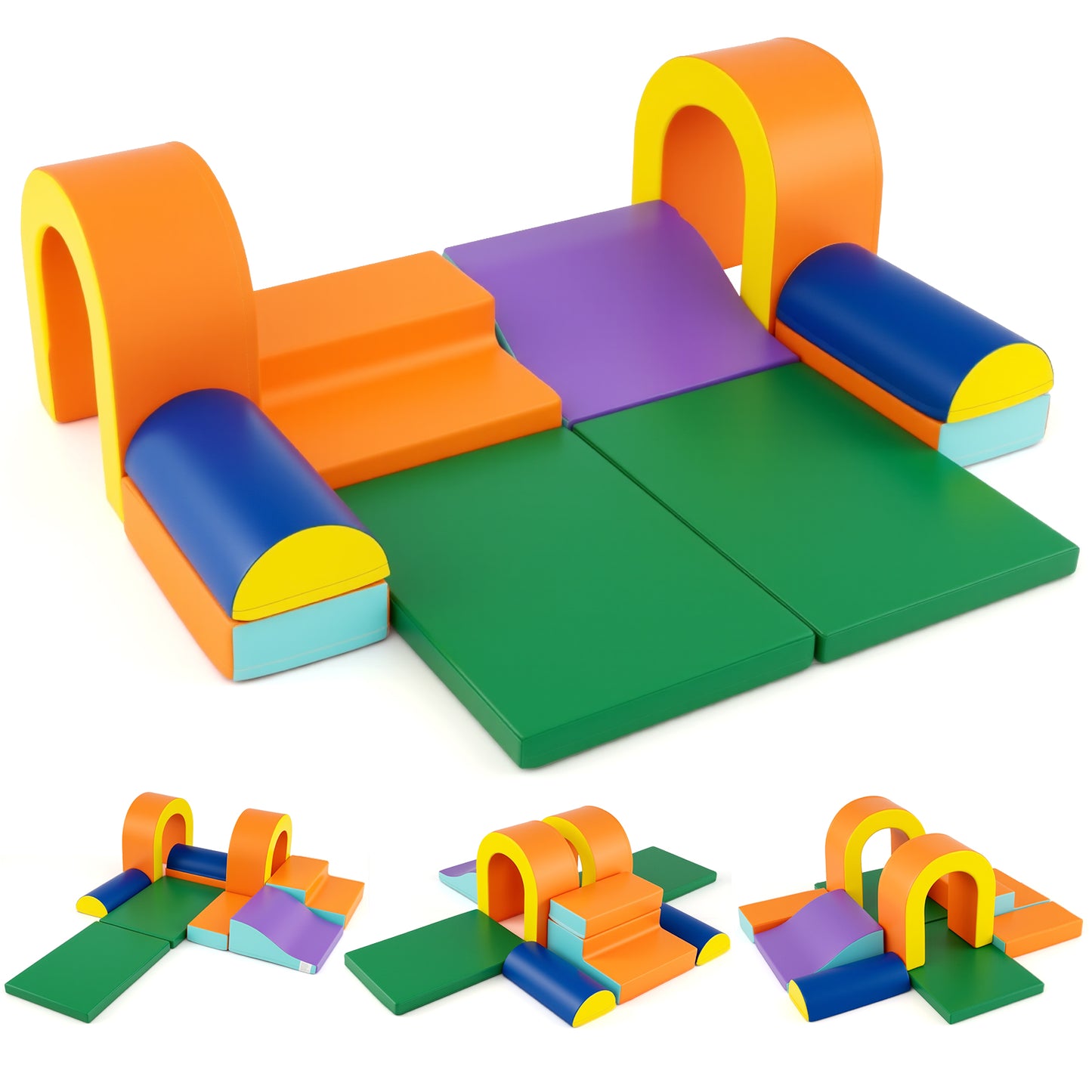 10-Piece Foam Climbing Blocks for Crawling Climbing and Sliding-Coffee