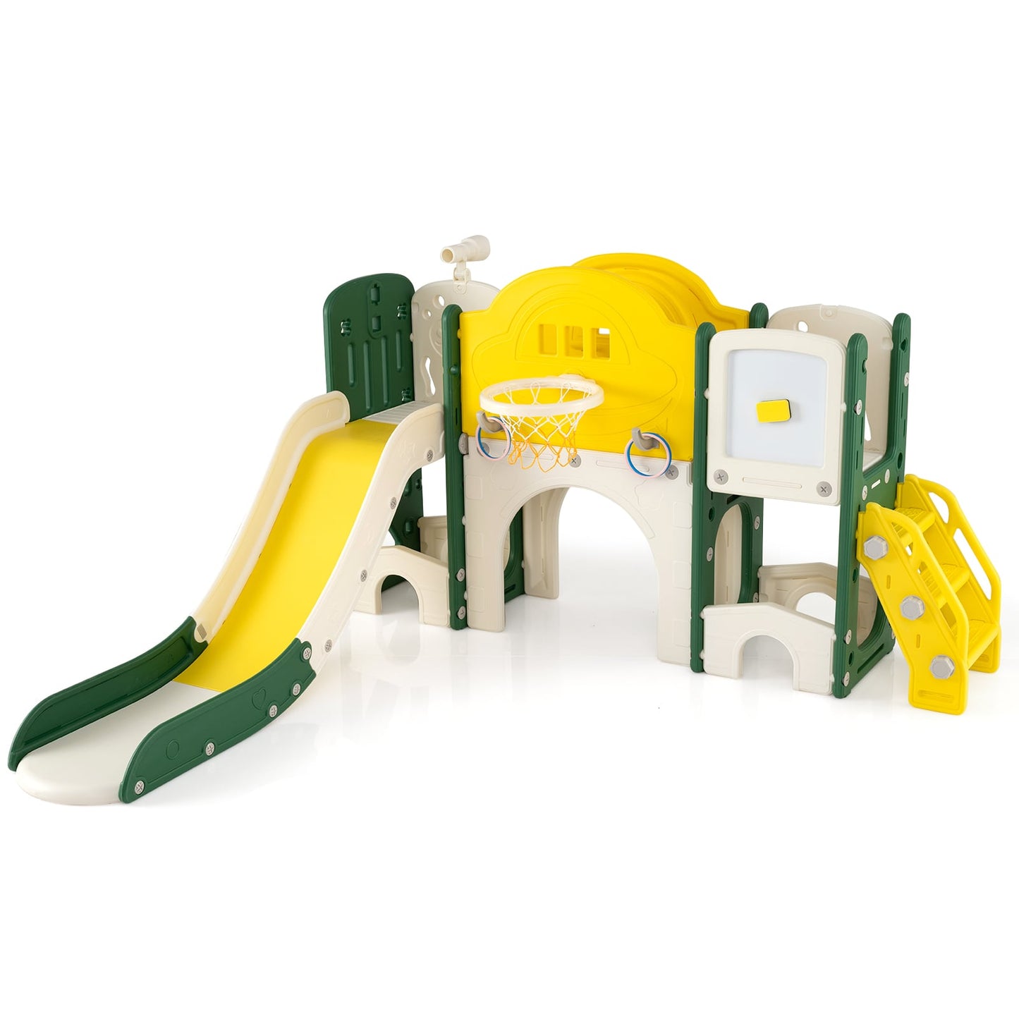 10 in 1 Toddler Slide Set with Magnetic Whiteboard and Telescope-Multicolor