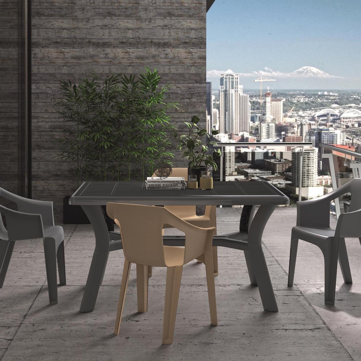 Four-Seater Rectangular Tulip Plastic Garden Dining Table 140cm x 90cm