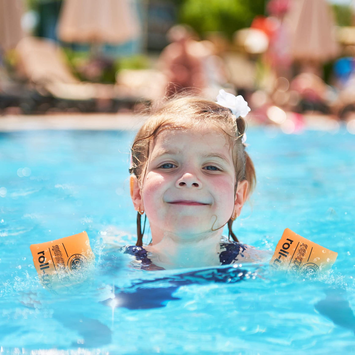 10Leccion Inflatable Arm Floaties for Toddlers – Orange Water Wings for Kids & Adults 30-150 lbs