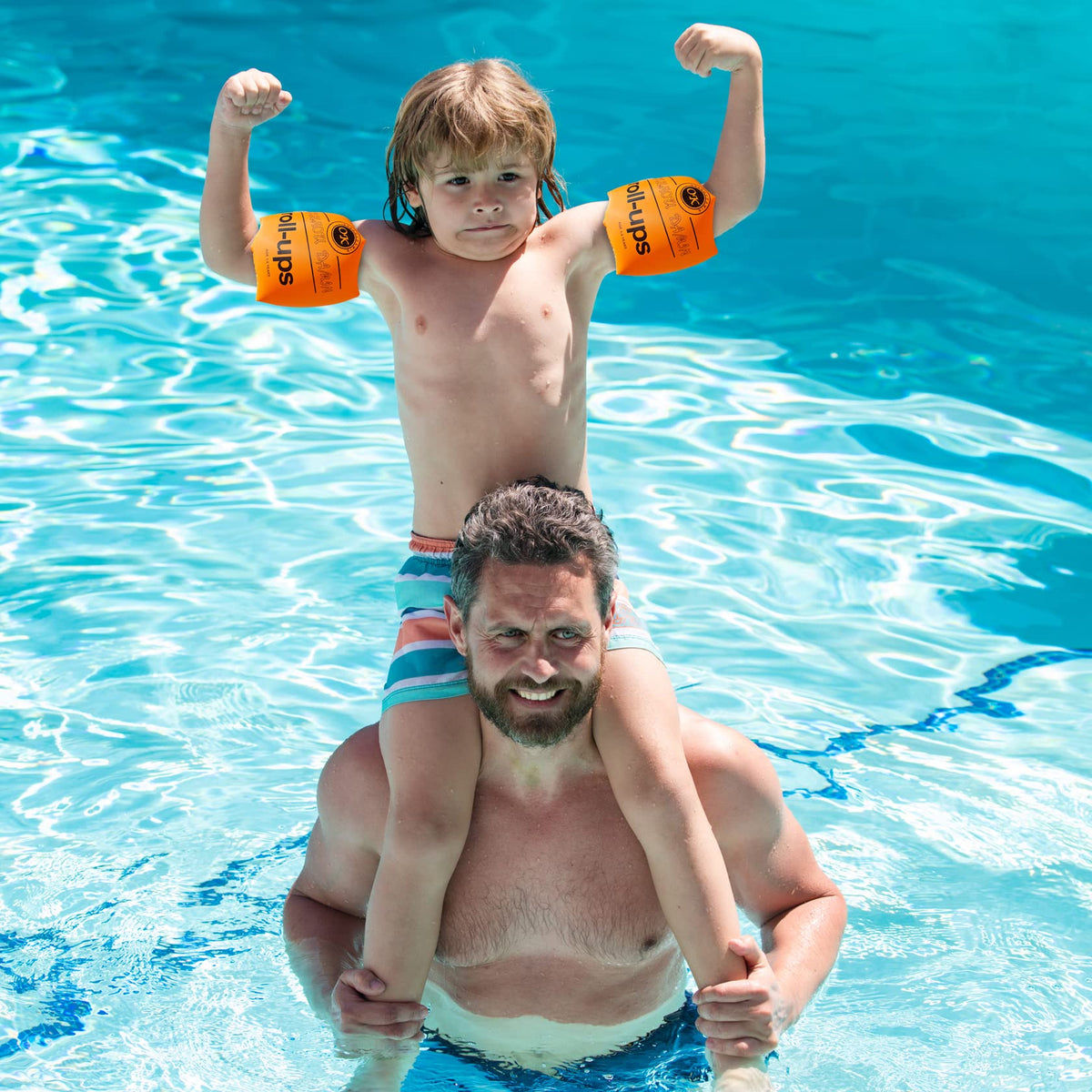10Leccion Inflatable Arm Floaties for Toddlers – Orange Water Wings for Kids & Adults 30-150 lbs