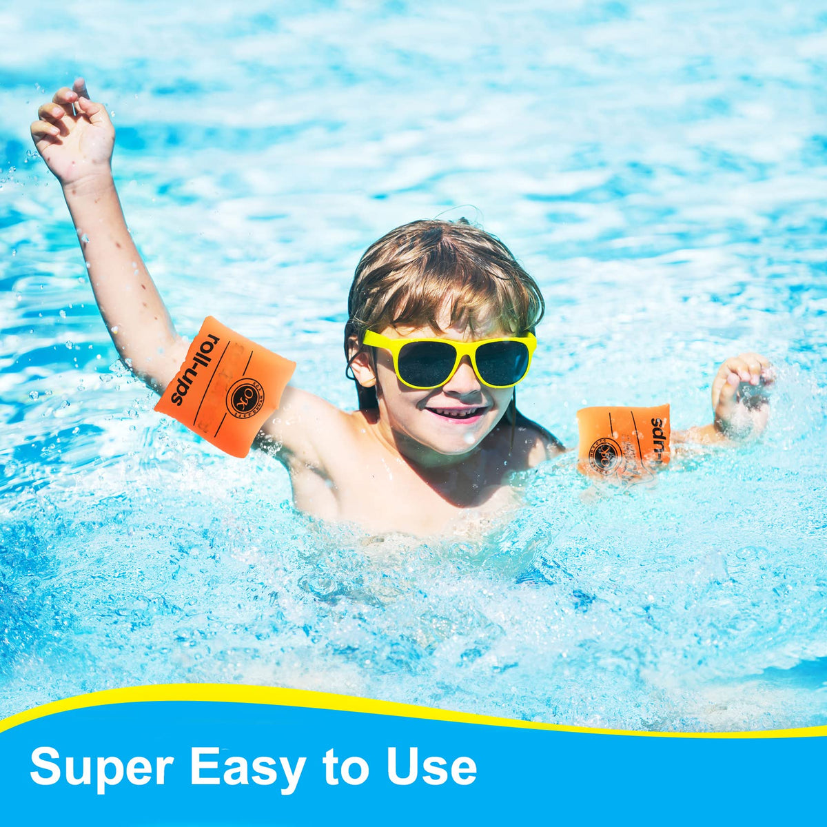 10Leccion Inflatable Arm Floaties for Toddlers – Orange Water Wings for Kids & Adults 30-150 lbs