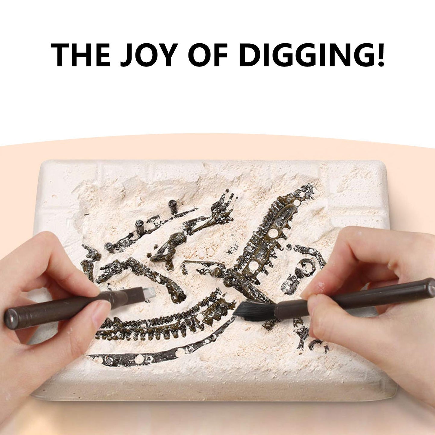 10Leccion Dinosaur Fossil Digging Kit for Kids – Real Fossils, 3D T-Rex Skeleton, 6 Dino Eggs, STEM Gift