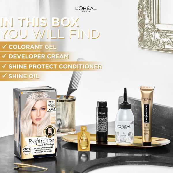 L'Oréal Préférence 11.11 Ultra-Light Cool Crystal Blonde Permanent Hair Colour for Fade-Defying Shine Kit