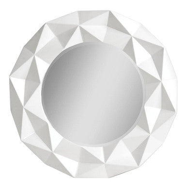 White High Gloss Round Wall Mirror | Stockholm