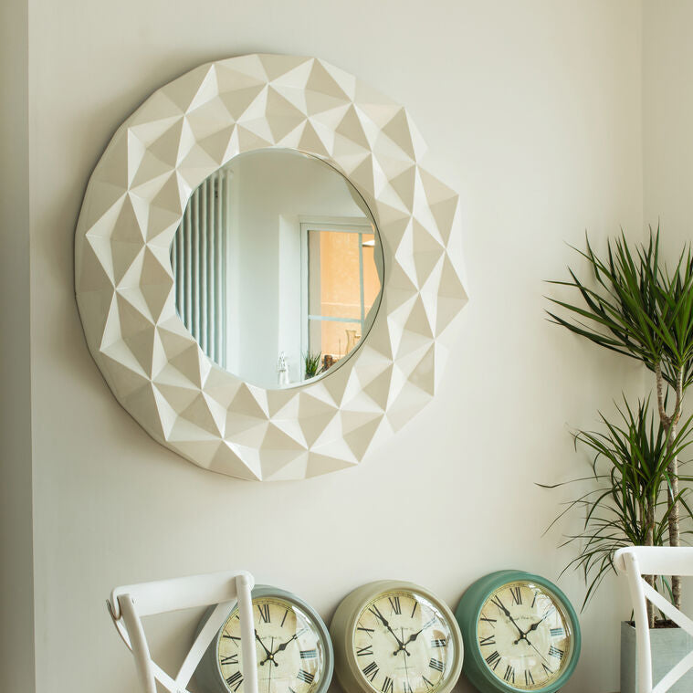 Stockholm White High Gloss 3D Design Wall Mirror