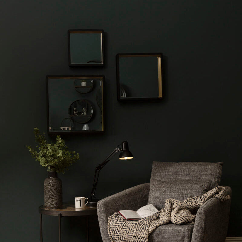 Trosa Large Black Wall Mirror With Gold Edge