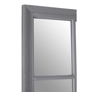 Hawthorne Antique Grey Finish Wooden Grid Wall Mirror
