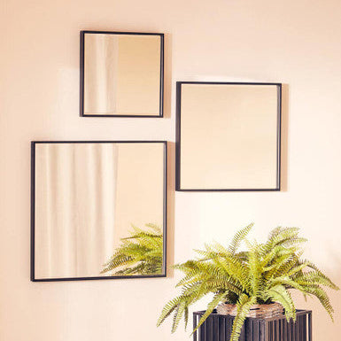Matt Black Small Square Wall Mirror | Loretta