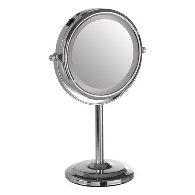 Cassini Chrome Iron LED Table Mirror